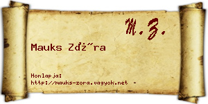Mauks Zóra névjegykártya